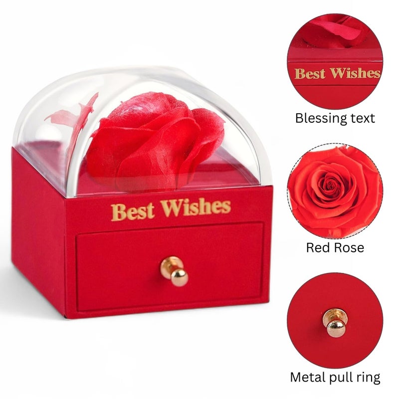ascension Eternal Rose Gift Box with Heart Necklace Fresh Roses Box Gift for Girlfriend Boyfriend Newlyweds Rose Flower with Jewelry Storage Box Roses Gift for Valentines Day Birthday Anniversary - Image 3