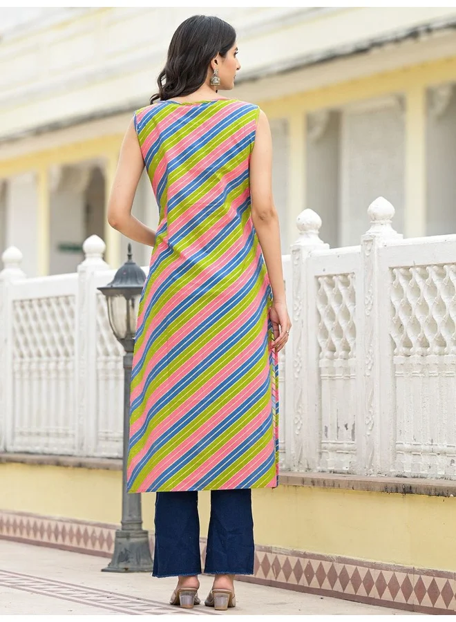 AKS Multicolor Leheriya Straight Kurta