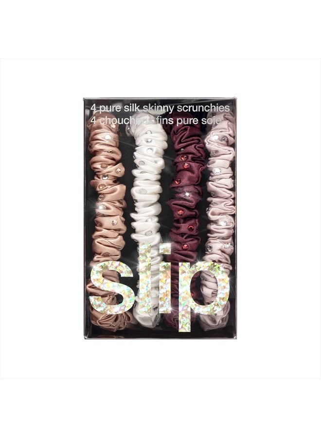 Slip Silk Crystal Skinnie Scrunchies in Manhattan Nights - 100% Pure 22 Momme Mulberry Silk Scrunchies for Women - Hair-Friendly Silk Scrunchies - Luxurious Elastic Hair Scrunchie Set (4 Scrunchies) - Image 2