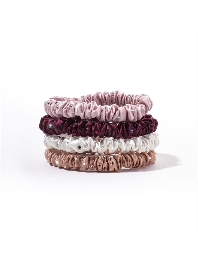 Slip Silk Crystal Skinnie Scrunchies in Manhattan Nights - 100% Pure 22 Momme Mulberry Silk Scrunchies for Women - Hair-Friendly Silk Scrunchies - Luxurious Elastic Hair Scrunchie Set (4 Scrunchies) - Image 3