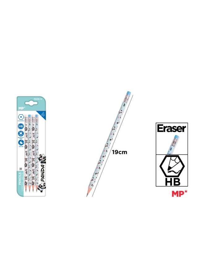 أم بي أقلام رصاص مزخرفة مع ممحاة 4 وحدات