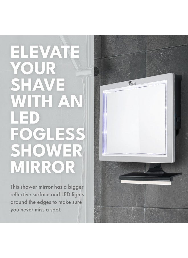 ToiletTree Products - Deluxe Led Fogless Shower Mirror With Squeegee Anti-Fog Mirror - Adjustable Shaving Mirror With A Squeegee - Rust-Proof, Impact-Resistance Bathroom Shower Mirror - Image 1