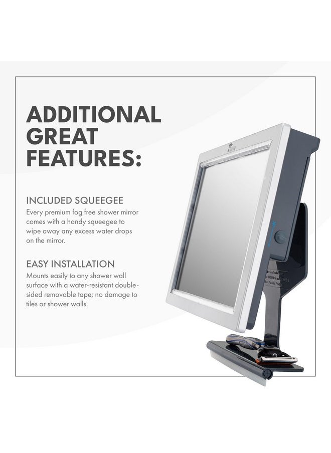 ToiletTree Products - Deluxe Led Fogless Shower Mirror With Squeegee Anti-Fog Mirror - Adjustable Shaving Mirror With A Squeegee - Rust-Proof, Impact-Resistance Bathroom Shower Mirror - Image 1