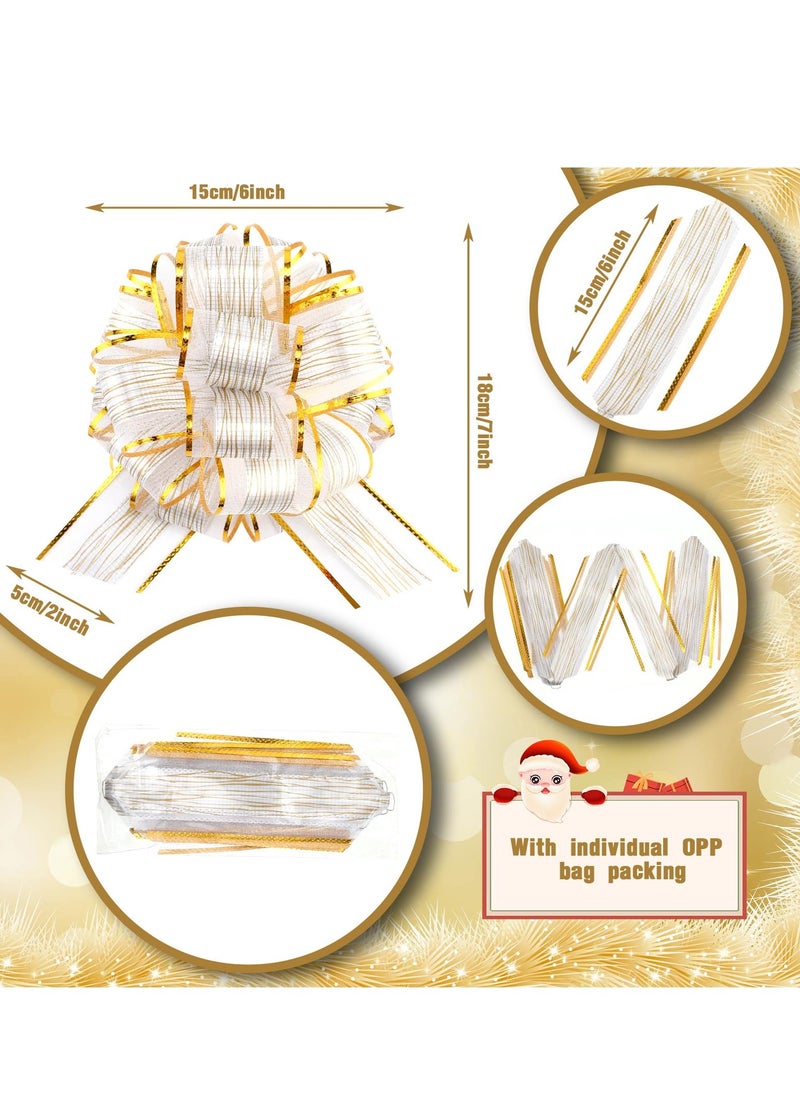 SYOSI 20 Pcs White Pull Bow 6 Inch Christmas Gift Wrapping Pull Bow for Gifts Wrapping Party Birthday Holiday Gift Boxes Bow Basket Packaging Bows for Valentine's Day Presents Flower Decorations  - Image 3