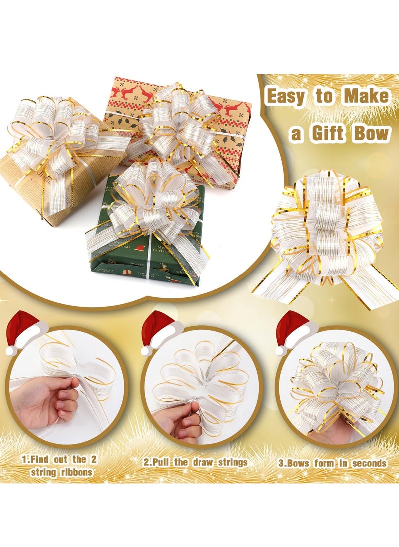 SYOSI 20 Pcs White Pull Bow 6 Inch Christmas Gift Wrapping Pull Bow for Gifts Wrapping Party Birthday Holiday Gift Boxes Bow Basket Packaging Bows for Valentine's Day Presents Flower Decorations  - Image 4