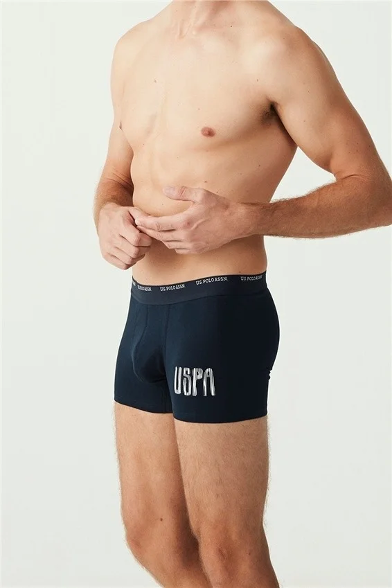 U.S. Polo Assn. BASE. Polo Assn. Men's Navy Blue - Navy Blue Melange 3-Piece Boxer