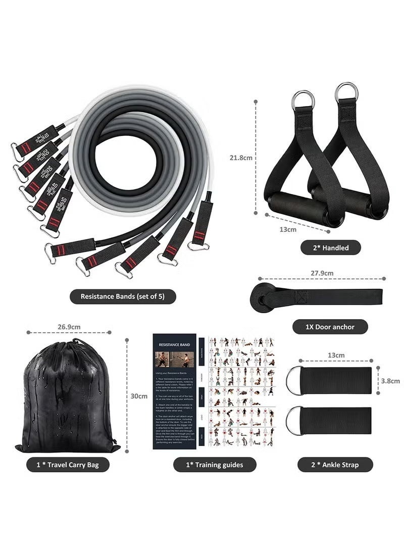 Arabest Resistance Bands Set, 11pcs Exercise Bands with Handles & Door Anchor for Home Gym Workout, Natural Latex Fitness Bands for Beginners, Men & Women - Image 2