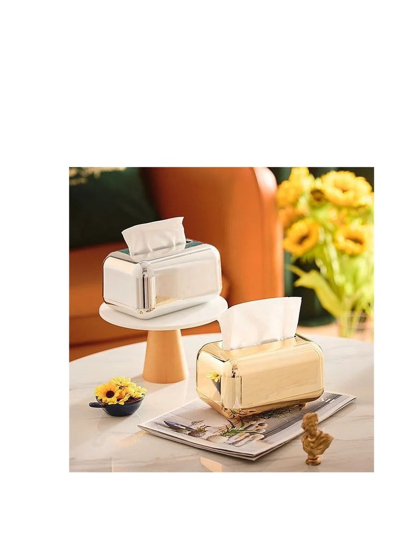 Generic - Gold Silver Tissue Box for Home Living Room Desktop Decor, Removable Decorative Tissue Boxes for Home Decor H - Image 1