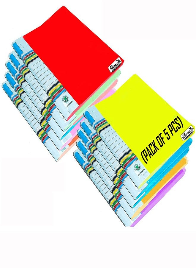 Filemate A4 size Report File with side pocket(Pack of 5 pcs)(Size: 12 X 8.75 inch)(Paper Holding Capacity - 50 to 75 pages approx)(Crossline Design)(Hard Plastic Clip) / Project File(Red, blue, green, yellow and white color) - Image 1