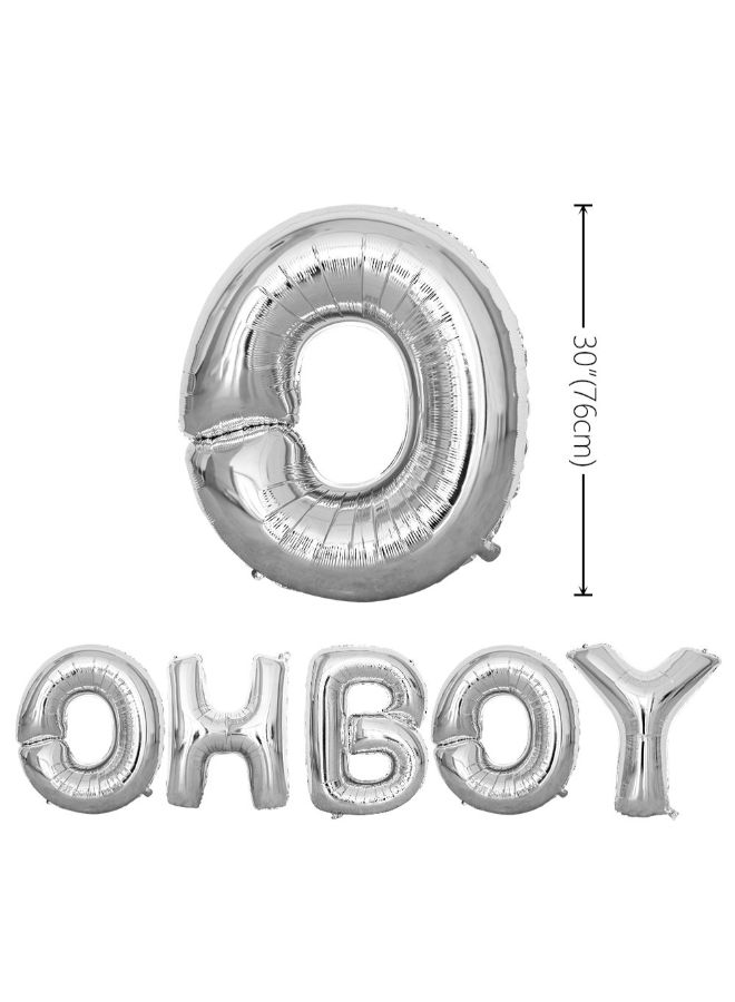 طقم بالونات من اللاتكس بتصميم حرف Oh Boy لتزيين الحفلات - Image 2