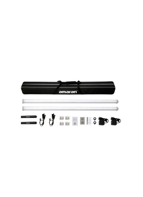 Aputure Amaran PT2C RGB LED Pixel Tube Light – 2-Foot, 2-Light Production Kit with RGBWW Pixels, Adjustable CCT (2700K–10000K), Built-in Battery, 46 Color Presets, Sidus Link App & DMX Control, Hard Case Included