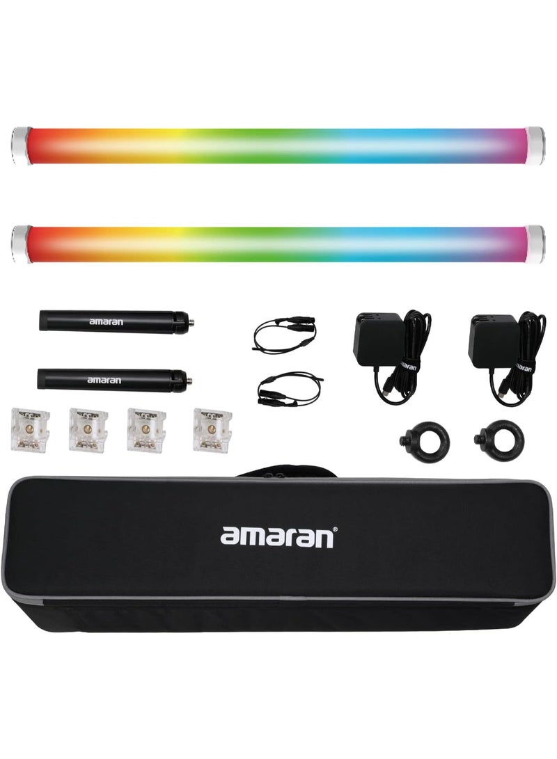 Aputure Amaran PT2C RGB LED Pixel Tube Light – 2-Foot, 2-Light Production Kit with RGBWW Pixels, Adjustable CCT (2700K–10000K), Built-in Battery, 46 Color Presets, Sidus Link App & DMX Control, Hard Case Included - Image 1