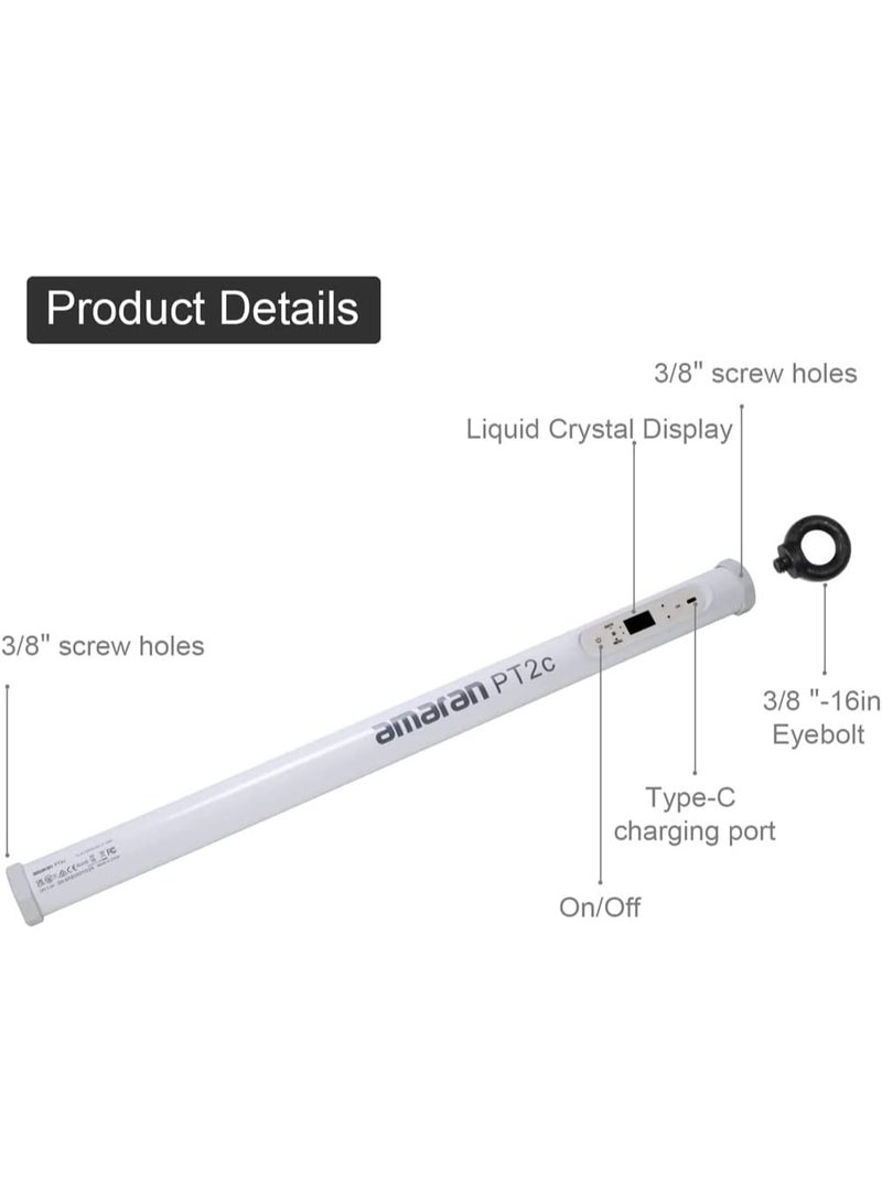 Aputure Amaran PT2C RGB LED Pixel Tube Light – 2-Foot, 2-Light Production Kit with RGBWW Pixels, Adjustable CCT (2700K–10000K), Built-in Battery, 46 Color Presets, Sidus Link App & DMX Control, Hard Case Included - Image 2