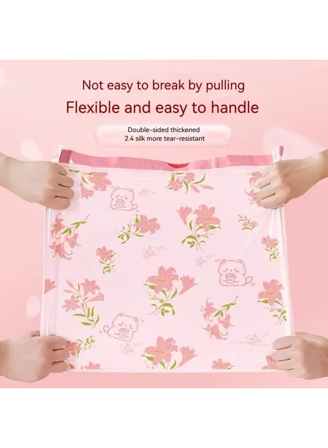 Lily Flower Print Non Tear Drawstring Trash Bags 60pcs For Kitchen Bathroom Household - Image 4