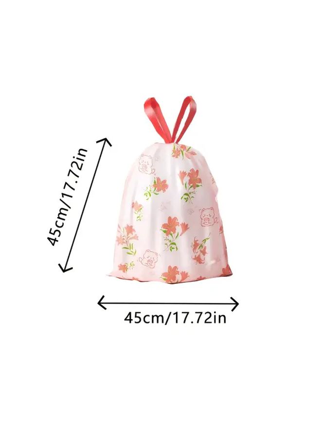 Lily Flower Print Non Tear Drawstring Trash Bags 60pcs For Kitchen Bathroom Household - Image 3