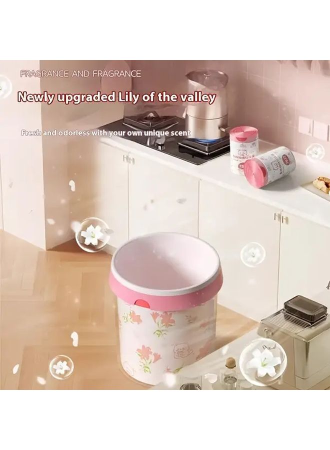 Lily Flower Print Non Tear Drawstring Trash Bags 60pcs For Kitchen Bathroom Household - Image 5
