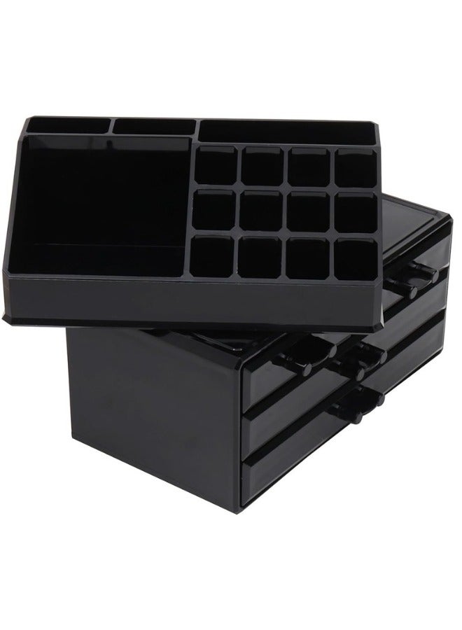 Acrylic Makeup Organizer with 20 Compartments and 4 Drawers - Multi-Functional Organizer Box for Eyeshadow, Lipstick, Jewelry, Nail Polish and More - Black - Image 4