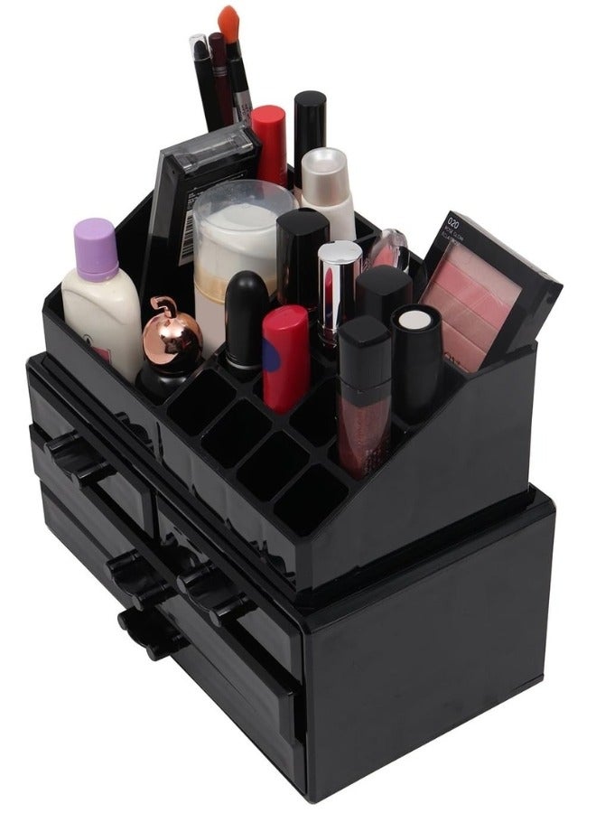 Acrylic Makeup Organizer with 20 Compartments and 4 Drawers - Multi-Functional Organizer Box for Eyeshadow, Lipstick, Jewelry, Nail Polish and More - Black - Image 5