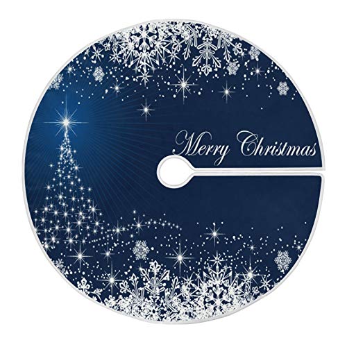 ATTX Winter Blue Snowflakes Christmas Tree Skirt Home Christmas Decoration Large Round Tree Skirt 472 Inches