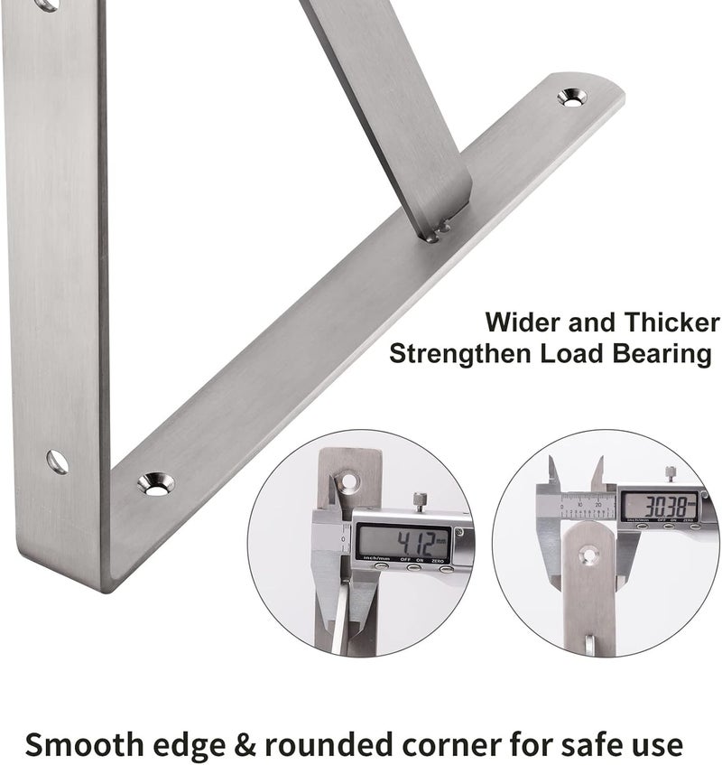 DILNAZ Art 18 Heavy Duty Solid Shelf Support Shelf Bracket Stainless Steel Max Load 550lb Corner Brace Joint Right Angle Bracket DIY L Bracket 2 Pack - Image 3