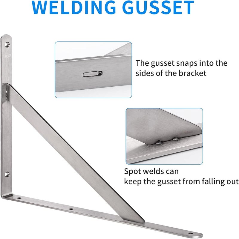 DILNAZ Art 18 Heavy Duty Solid Shelf Support Shelf Bracket Stainless Steel Max Load 550lb Corner Brace Joint Right Angle Bracket DIY L Bracket 2 Pack - Image 4