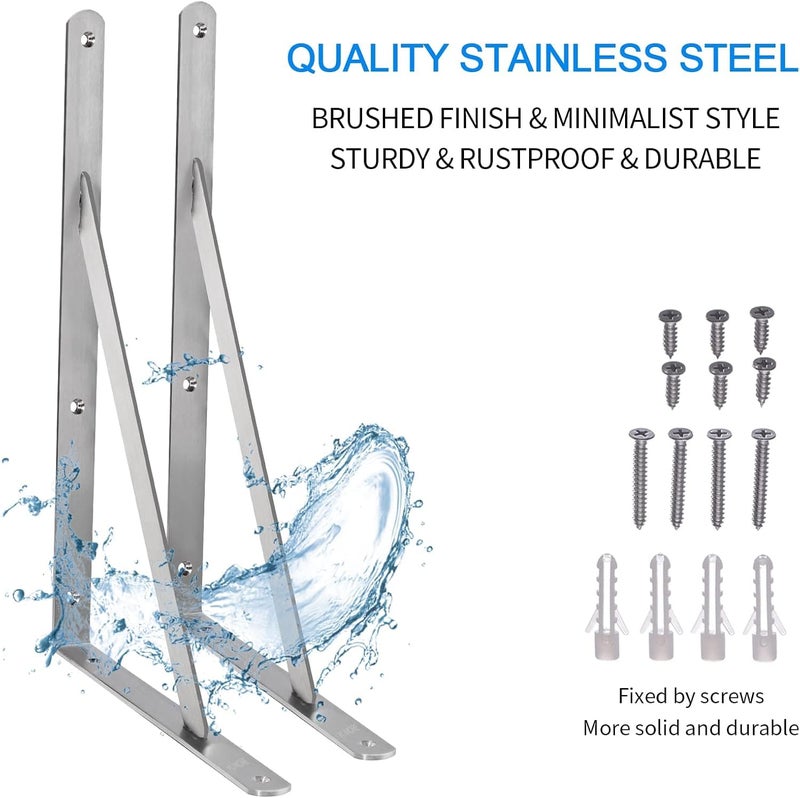 DILNAZ Art 18 Heavy Duty Solid Shelf Support Shelf Bracket Stainless Steel Max Load 550lb Corner Brace Joint Right Angle Bracket DIY L Bracket 2 Pack - Image 5