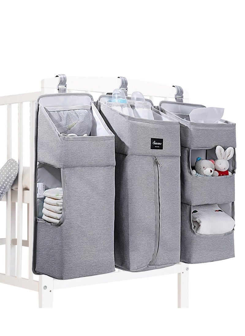 Beauenty 3-in-1 Hanging Diaper Organization Storage for Baby Essentials | Portable Nursery Organizer and Baby Diaper Caddy | Hang on Crib, Changing Table or Wall,  Gray  - Image 3