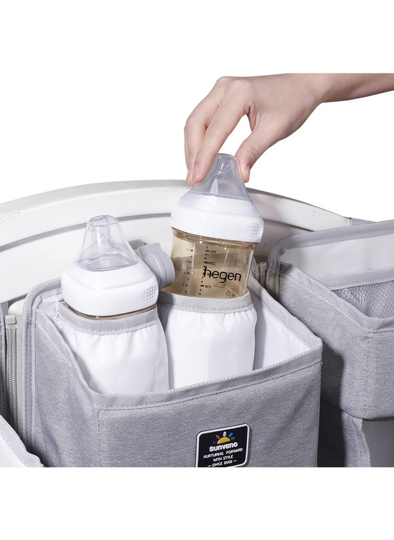 Beauenty 3-in-1 Hanging Diaper Organization Storage for Baby Essentials | Portable Nursery Organizer and Baby Diaper Caddy | Hang on Crib, Changing Table or Wall,  Gray  - Image 4