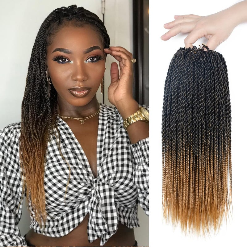 MOSINA Senegalese Twist Crochet Hair 8 Packs Ombre Crochet Braid 14 Inch Crochet Hair For Black Women Professional Synthetic Braiding Hair 30 StrandsPack 14 Inch 1B27