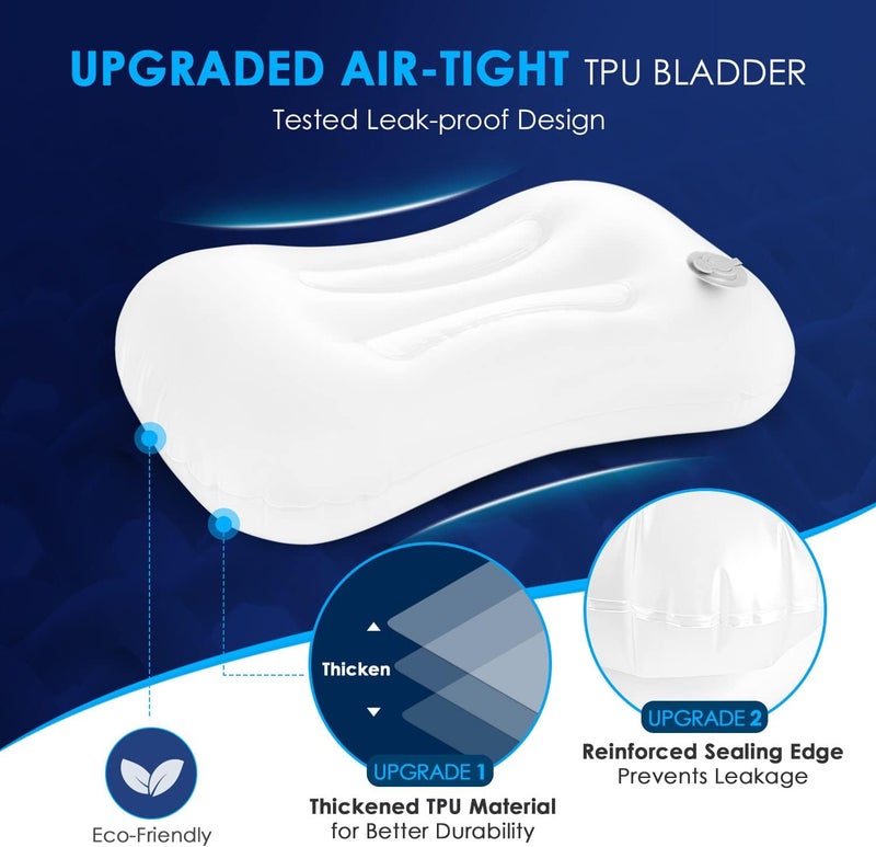 HIKENTURE Camping Pillow with Removable Cover - Ultralight Inflatable Pillow for Neck Lumbar Support - Upgrade Backpacking Pillow - Washable Travel Air Pillows for Camping, Hiking, Backpacking - Image 3