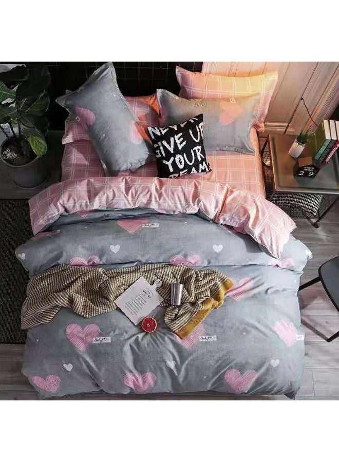 King Duvet Cover Set 6 Pieces Ultra Soft Microfiber Bedding Sets 1 Comfortable Cover 220x240 cm 1 Fiutted Sheet 200x200+30 cm and 4 Pillow Cases 50x75 cm Multicolor