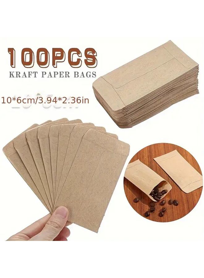 100pcs Khaki Kraft Paper Bags 2.36x3.94 Inch Mini Storage Envelopes For Tea Food Seeds Coins - Image 1