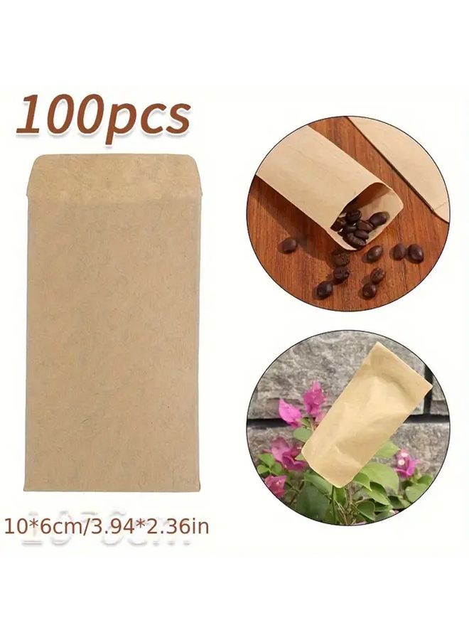 100pcs Khaki Kraft Paper Bags 2.36x3.94 Inch Mini Storage Envelopes For Tea Food Seeds Coins - Image 5
