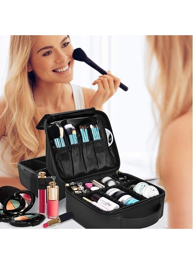 BLACK SPARROW Makeup Case Travel Makeup Bags Organizer for Women Professional Cosmetic Bag Storage Box Portable Brush Holder with Adjustable Divider for Girl Women - Image 4