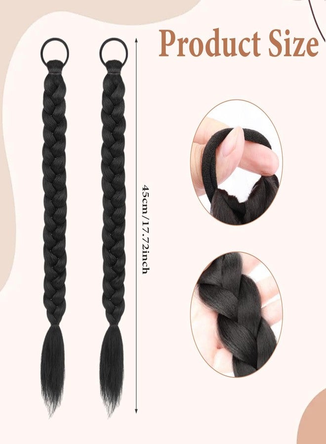 erioctry 2PCS 17.7 Inch Braided Ponytail Extensions with Hair Ties Synthetic Hair Piece Long Ponytail for Women and Girls - Image 2