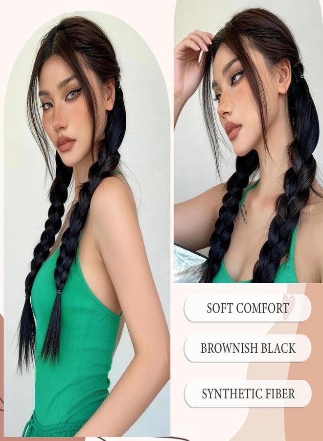erioctry 2PCS 17.7 Inch Braided Ponytail Extensions with Hair Ties Synthetic Hair Piece Long Ponytail for Women and Girls - Image 4