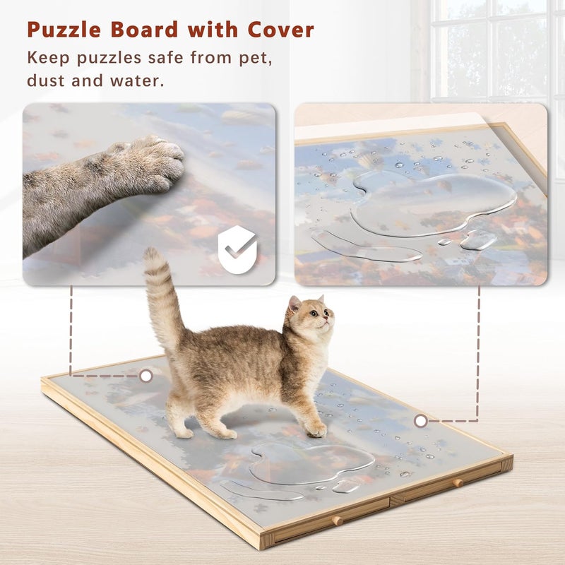 Becko US 1000-Pc Tilting Puzzle Board with 4 Drawers & Cover, Adjustable Jigsaw Puzzle Table with Built-in Easel/Stand, Portable Boards with Puzzles Storage for Adults, with Premium Flannel Tabletop - Image 4