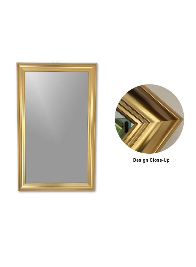 Rectangular Wall Mirror – Medium Size, Golden PVC Frame | Water-Resistant Hanging Mirror for Bathroom & Bedroom - Image 1