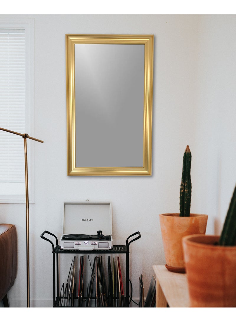 Rectangular Wall Mirror – Medium Size, Golden PVC Frame | Water-Resistant Hanging Mirror for Bathroom & Bedroom - Image 2