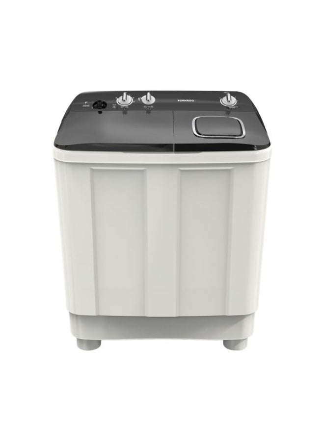 Tornado Semi-Automatic Washing Machine (Twin Tub), 10 Kg Capacity, Equipped with Drain Pump, White x Black - Model TMH-HS10CP(WK)