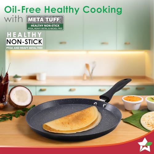 Wonderchef Duralite Die-cast 28 cm Dosa Tawa | 5 Layer Healthy Duramax Non-Stick Coating | Soft Touch Handle | Pure Grade Aluminium | PFOA Free | 2 Year Warranty Grey - Image 3