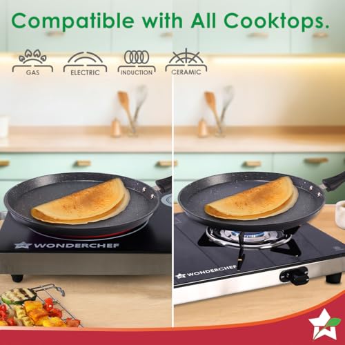 Wonderchef Duralite Die-cast 28 cm Dosa Tawa | 5 Layer Healthy Duramax Non-Stick Coating | Soft Touch Handle | Pure Grade Aluminium | PFOA Free | 2 Year Warranty Grey - Image 5