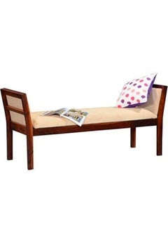 IThree IThree Solid Sheesham Wood 2 Seater Bench for Living Room Wooden Dining Bench with Cushion for Home Armrest Bed Bench Two Seater Sofa Couch for Hall  - Image 2