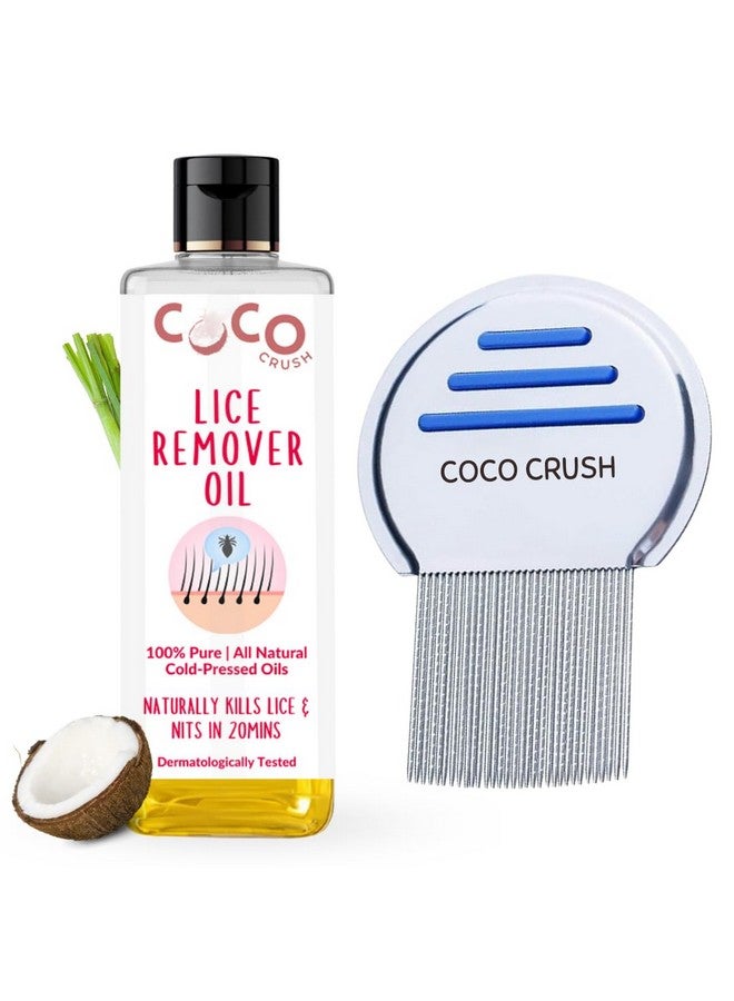 COCO CRUSH Ayurvedic Anti Lice Oil & Comb Set | Kills Lice, Eggs and Nits 100% Naturally In 20mins | Single Wash Treatment, Safe for Kids (100ml + Comb) - Image 1
