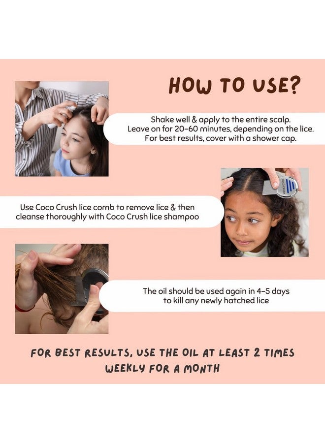 COCO CRUSH Ayurvedic Anti Lice Oil & Comb Set | Kills Lice, Eggs and Nits 100% Naturally In 20mins | Single Wash Treatment, Safe for Kids (100ml + Comb) - Image 2