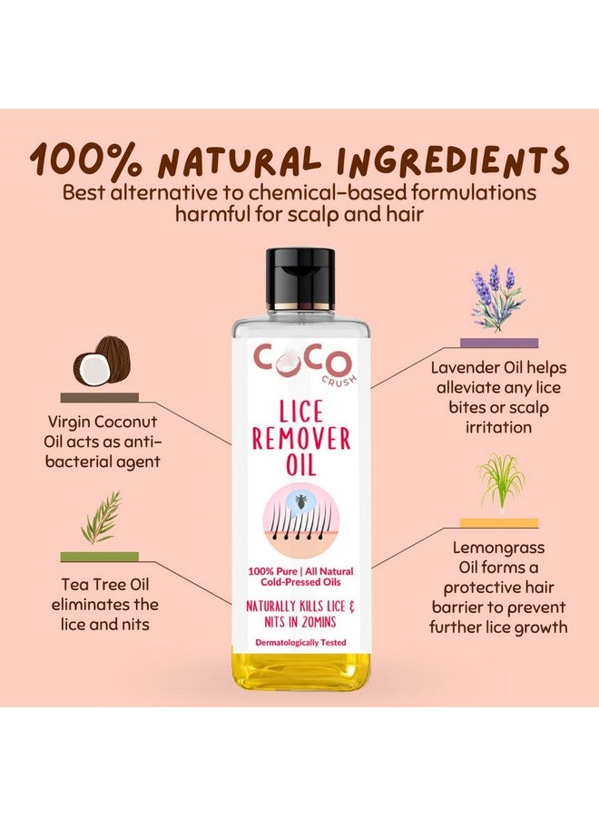 COCO CRUSH Ayurvedic Anti Lice Oil & Comb Set | Kills Lice, Eggs and Nits 100% Naturally In 20mins | Single Wash Treatment, Safe for Kids (100ml + Comb) - Image 4