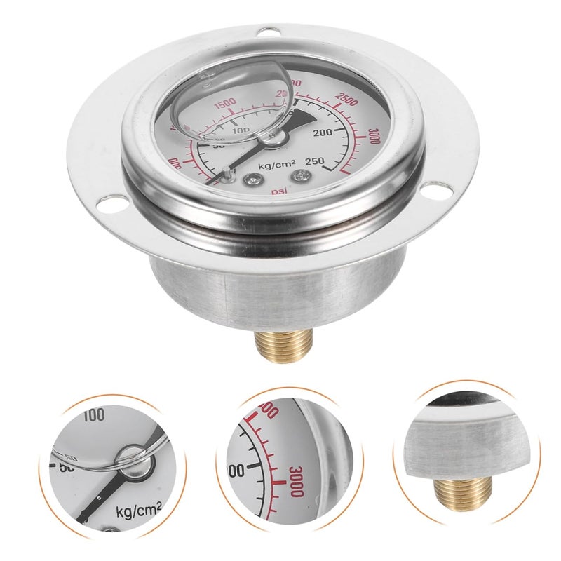 مقياس ضغط فلنجة من الفولاذ المقاوم للصدأ لقياس الزيت والماء والهواء والسوائل مقاوم للصدمات - Image 4