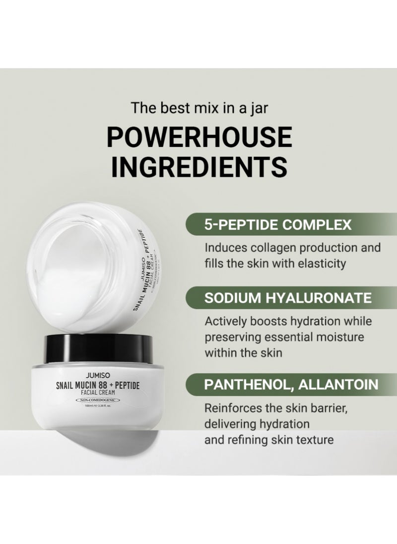 Jumiso - [Jumiso] Snail Mucin 88% + Peptide Cream 100ml | Intensive Hydrating and Anti-Aging Cream with Snail Extract and Peptides for Smooth, Youthful Skin - Image 1