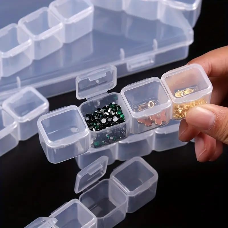 HOMAVA Plastic Jewellery Organiser 28 Grid Detachable Storage Box Case With Dividers Container For Rings, Earrings, Necklace, Lipstick, Makeup Home Organizer, Transparent - Image 5