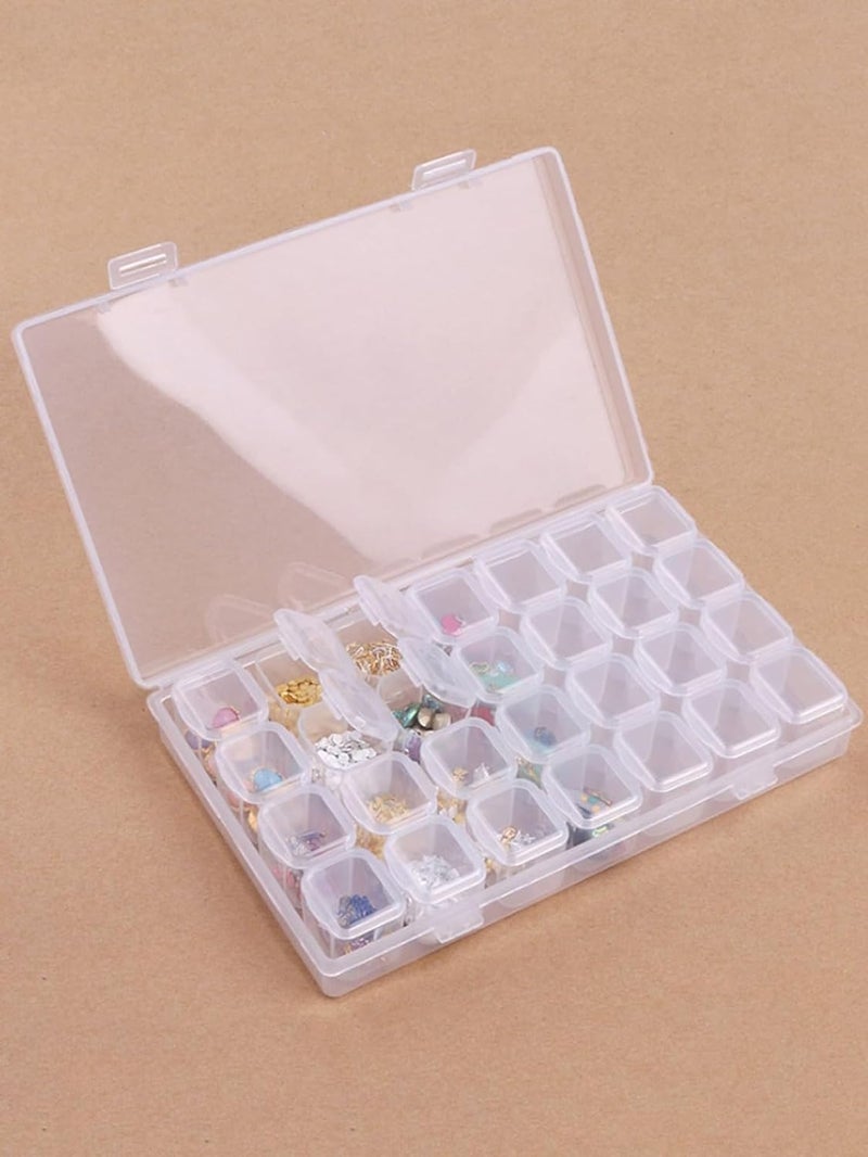 HOMAVA Plastic Jewellery Organiser 28 Grid Detachable Storage Box Case With Dividers Container For Rings, Earrings, Necklace, Lipstick, Makeup Home Organizer, Transparent - Image 1
